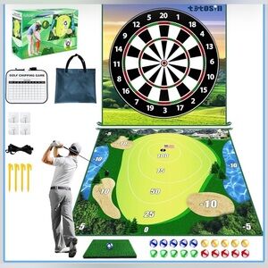 Golf Chipping Game with Hitting Mat, 70"x70" Double Sided Golf Practice Mat Kits